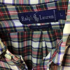 Ralph Lauren purple label men's L tartan plaid button down shirt